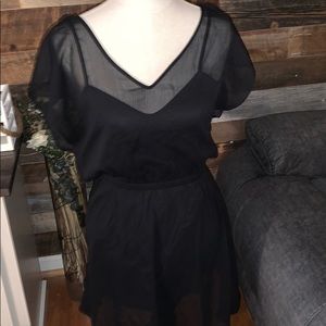Express sheer black over-lay dress S